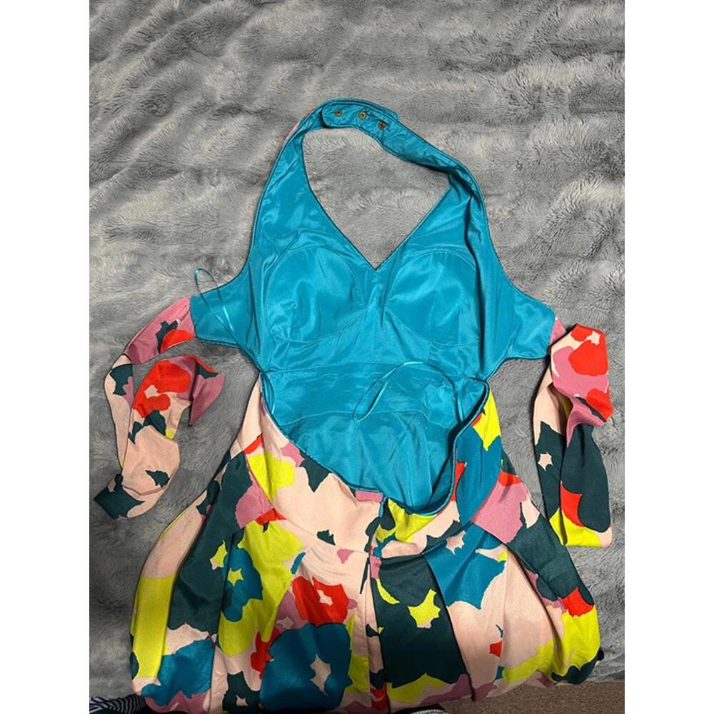 Jessica Simpson Colorful Floral Halter Dress - Size 8 - Picture 2 of 3